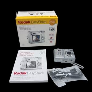 Kodak EasyShare C533 5.0MP Digital 3X Zoom Camera Silver Tested - Box + Pamphlet